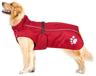 Morezi Dog Coats Waterproof Dog Winter Coat with Padded Fleece Lining Harness D Ring Fit for Labrador Retriever Cockapoo Springer Spaniel Doberman in Cold Weather - Red - XS