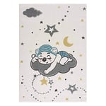 carpet city Tapis pour Chambre d'enfant Crème – 140 x 200 cm – Ciel de Nuit étoilé Lune – Tapis pour Chambre d'enfant Fille garçon – Tapis de Jeu