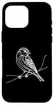 Coque pour iPhone 16 Pro Max Line Art Oiseau et Ornithologue Pin Siskin