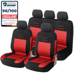 upgrade4cars Housse de Siege Voiture Universelle Noir Rouge | Ensemble de Housses Siège Auto Universel | Couvre Sieges pour Avant et Arrière