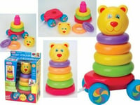 FUN TIME - 2 in 1 Teddy Stacker & Pull Along Baby Toddler Toy 9months +