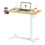 FLEXISPOT Standing Desk Height Adjustable Desk Overbed Desk with Desktop Sit Stand Desk Stable Steel Stand Up Desk(White Frame+Maple Top)