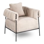 MEUBLE COSY Fauteuil Salon Chaise de Canapé de Loisirs pour Chambre avec Assise Épais Dossier Coussin Accoudoirs en Velours Côtelé Beige