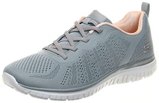 Skechers Femme Virtue BE Baskets, Gray Engineered Mesh/Coral Trim, 43 EU