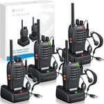 eSynic 4Pack Professional Walkie Talkies for Adults Rechargeable Walkie Talkies 16CH Walkie Talkies Hand Free VOX Walkie Talkies With Earpieces& LED Lights Wonderful Gifts For Adults Kids etc