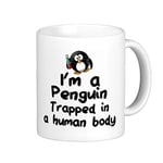 Tasse à café « Acen I'm a pingouin trapped in a human body » - 325 ml - En céramique - Blanc - 5 x 8 x 5 cm