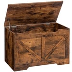 HOOBRO Coffre de rangement, Banc de Rangement avec Couvercle en Bois, Solide, Stable, charnières de sécurité, Large Dessus, Armoire à Jouets, Banc à chaussures, Marron Rustique EBF77CW01