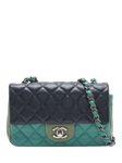 Pre-loved CHANEL 2015 Diamond Quilted Lambskin Mini Shoulder Bag, Blue/Multi