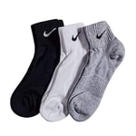 Nike Men's Cushion Quarter Socks (Pack of 3),Multicolor(White/ Black/ Grey),5-8 UK(38-42 EU)