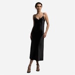 Clea Silk Satin Flared Dress - Black