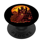 Frankenstein's Castle Jack O Lantern Pumpkin on Halloween PopSockets Swappable PopGrip