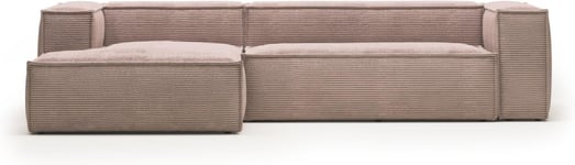 Blok, Chaiselong sofa, Venstrevendt, lyserød, H69x300x174 cm, fløjl