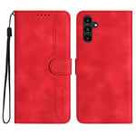 Bxithnr® Coque pour Samsung Galaxy A14, Clapet Housse en Cuir PU Etui à Rabat Pochette de Portefeuille [Fonction Support] [Fermeture Magnétique] [3 Fentes] Flip Folio Phone Case - Rouge