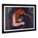 Big Box Art Framed Print of Edvard Munch The Vampire Design | Wall Art Picture | Home Decor for Kitchen, Living, Dining Room, Bedroom, Hallway, Office, Black, A2 / 24.5x18 Inch / 62x45cm