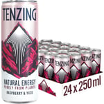 TENZING Natural Energy Drink, Plant Based, Vegan, & Gluten Free Drink, Raspberry & Yuzu, 250ml (Pack of 24)