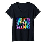 Womens Daughter of the King Faith Based Graphic Christian V-Neck T-Shirt