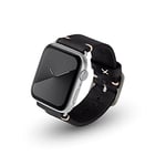 JT Berlin Alex Bracelet vintage en cuir souple pour Apple Watch 42 mm / 44 mm / 45 mm [Watch SE, Series 7/6/5/4/3/2/1, fermoir en aluminium] Noir/argenté Taille S/M