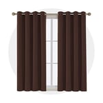 Deconovo Rideau Occultant Thermiques Anti Froid, Double Rideau Isolant Anti-Bruit, Économie d'Énergie, Idéal pour Chambre et Salon, 132x138 CM (Largeur x Hauteur), Chocolat, 2 Pièces