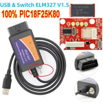 Scanner de Diagnostic OBD2,puce Super ELM327 V1.5 Commutateur USB ELM Lil/MS LilFor scan,Qualité Supérieure 327 PIC18F25K80