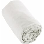 Drap housse flanelle coton 90x190 pour matelas épais Blanc Neige