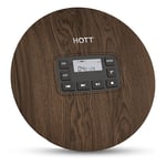 HOTT Portable wood grain CD Player, Personal MP3/CD Music Walkman Player with Headphone Jack, Memory Feature, Skip Protection for CD, MP3 CD, CD-R, CD-RW