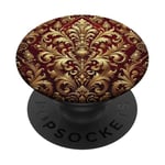 Motif baroque rouge et beige royal PopSockets PopGrip Adhésif