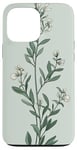 iPhone 13 Pro Max Leaves Botanical Plant Line Art Sage Green Wildflower Floral Case