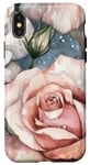 Coque pour iPhone X/XS Rose vintage rouge pastel