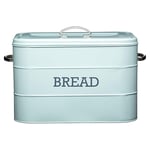 KitchenCraft Living Nostalgia Large Metal Bread Bin, 34 x 21.5 x 25 cm In - Blue