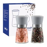 Vzaahu Salt and Pepper Grinders 2 Set with Ceramic Core Cinnamon,Adjustable Coarseness,Color Grey,Portable,Refillable Spice Mills,Home Kitchen Birthday,Housewarming Gifts