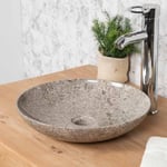 Vasque salle de bain en marbre à poser Lysom 35 cm gris