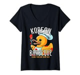 Womens Korean Barbeque Rubber Duck BBQ Grill Duckling Griller V-Neck T-Shirt