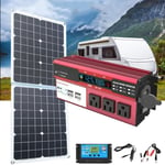 Kit de panneau solaire 100W Panneau Solaire Pliable avec Convertisseur de Tension 1000W pour camping-car,voiture,bateau,maison