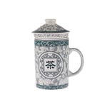 lachineuse - Tisanière Chinoise - Tasse à Infusion en Porcelaine - Avec Infuseur & Couvercle - Coloris Vert & Blanc - Vaisselle Traditionnelle de Chine - Pour Thé, Infusion - Idée Cadeau Asiatique