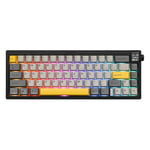 MechLands AK650 Clavier mécanique à 65 % d'étanchéité, 3 modes, clavier de jeu sans fil avec écran TFT de 0,85" et bouton, batterie de 5000 mAh, clavier remplaçable à chaud avec plaque Flex-Cut et PCB