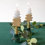 Lot de 2 bougies en forme de sapin de Noël | Blanc et doré parfaites pour la table à manger ou la cheminée | Cadeau de Noël idéal – Utilisation comme décoration d'intérieur, remplissage de bas de Noël