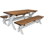 AXI - Celine Table de Pique Nique en Bois et 2 Bancs en Bois 177x75 cm Couleur Marron/BLANC, Bois d'Epicéa Table Picnic pour 6 Personnes