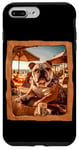 Coque pour iPhone 7 Plus/8 Plus Bulldog à la table de plage avec boisson