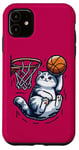 Coque pour iPhone 11 Belle idée cadeau design drôle chat qui fait du basketball