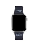 Lacoste Bracelet Unisex pour Apple Watch en Cuir Bleu Marine avec Rayures estampées