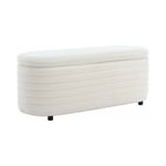 Banc de Rangement en Fausse Fourrure Banc d'entrée Pliable Coffre de Rangement d'une Capacité de 120L Banc Chaussure pour Salon, Beige