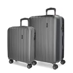 Movom Wood Set de Bagages Gris 55/70 cms Rigide ABS Serrure TSA 119L 4 roues doubles Bagage à main