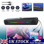 LED USB Wired Sound Bar Stereo Speakers TV Computer USB For PC Desktop Tablets