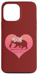 Coque pour iPhone 13 Pro Max Cœur floral rose foncé avec quatre oursons pour la fête des mères