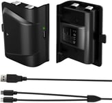 Xbox One Battery Pack, 2x1200mAH Xbox One Controller Rechargeable Battery Pack with 4FT 2 in 1 Micro USB Charging Cable and LED, Play and Charge Kit for Xbox One/One S/One X/Elite Wireless Controller(Not for Xbox Series X/S Controller)