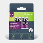 UNIROSS Batteri - Lithium AA med USB-C stik  1.5V  genopladeligt - Pakke med 4 stk