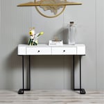 Hauss Sploe - Table console 120 x 30 x 80cm en pierre fritté avec 2 tiroirs, charge de 40 kg, blanc