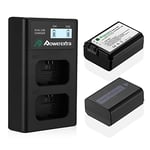 Powerextra Replacement NP-FW50 Battery 1500mAh 2 Pack and Dual USB Charger,Compatible with Sony Alpha A6000,A6500,A6300,A7s,A7,A7II,A7SII,A5100,A5000,A7R,NEX 3/5/7 Series Cameras