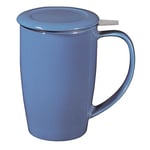 FORLIFE Grande tasse à thé Curve avec infuseur et couvercle Bleu