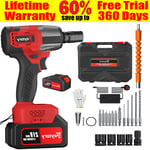 2000Nm 1/2" Cordless Electric Impact Wrench Drill Gun Ratchet Driver w/ Battery